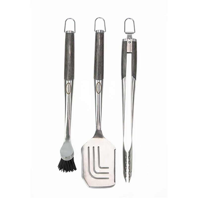 Ustensiles Premium Louisiana grills - lot 3 pièces: spatule 2en1, pince, brosse à badigeonner - en acier inoxydable