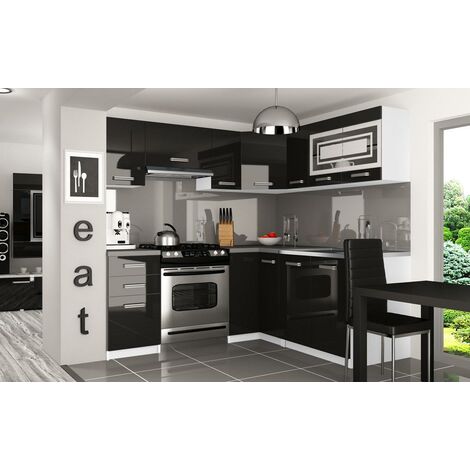 LOUKA | Cocina esquinera completa + Modular L 360 cm 9 piezas | Plan de trabajo INCLUIDO | Conjunto de armario de muebles de cocina