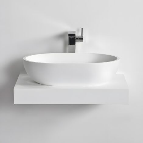 LOUNGE 55 - Vasque à poser en Solid Surface Blanc Mat 55 x 32 x 13,6(h) cm