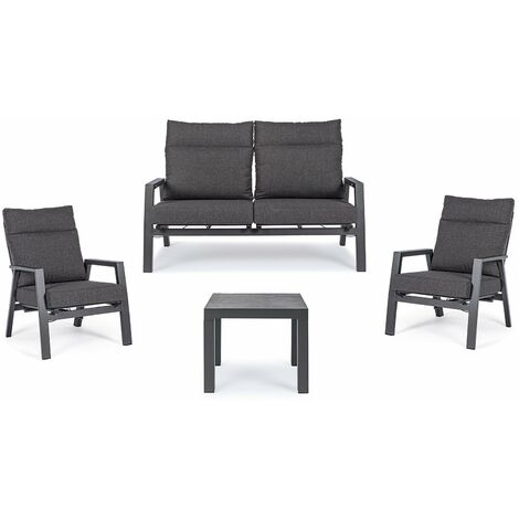 Lounge "Kledi" mit Kissen aus Aluminium und Texilene für Garten und Terrasse -Lounge / Anthrazit