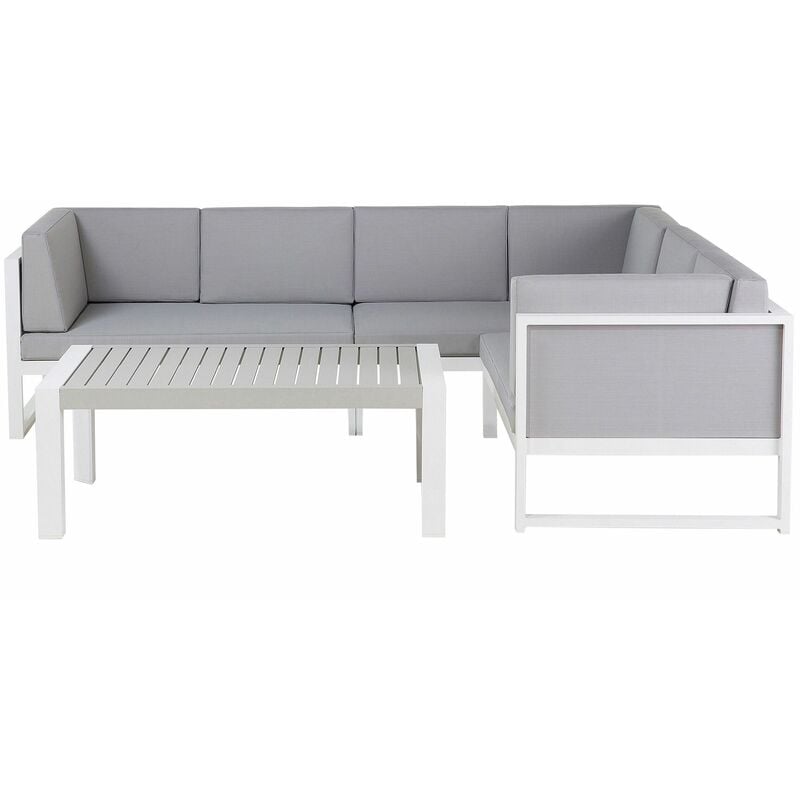 Lounge Set Aluminium Weiss 6 Sitzer Auflagen Grau Vinci 45854