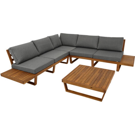 Lounge Set CARTAGENA, Akazie geölt, mit Polster grau, FSC®-zertifiziert