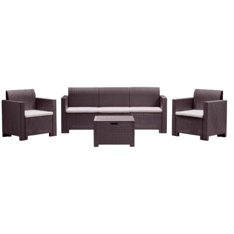 Lounge-Set für den Außenbereich Venus, Gartenmöbel-Set mit Kissen, Sitzbereich für den Innenbereich in Rattan-Optik, 100 % Made in Italy, Braun