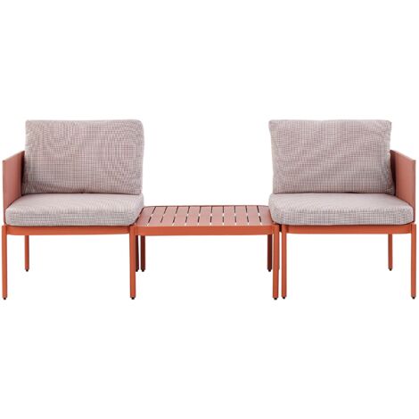 Lounge Set mit Tisch 2-Sitzer TERRACINA Metall Orange
