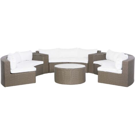 Lounge Set mit Tisch 9-Sitzer SEVERO Polyrattan Braun