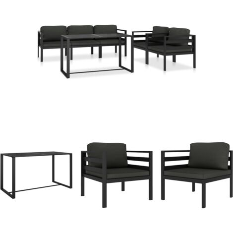 Lounge-Set - vidaXL 6-tlg. Garten-Lounge-Set mit Kissen Aluminium Anthrazit - Gartenmöbel Set