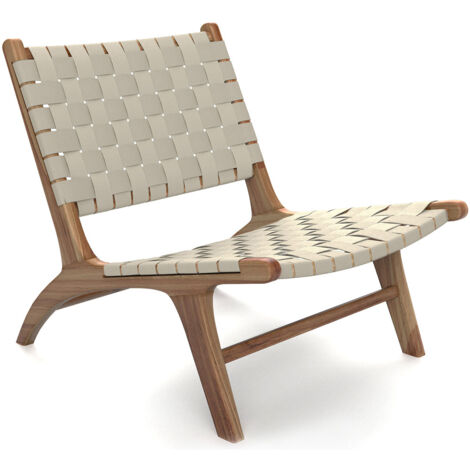 Loungesessel - Handgefertigter Boho-Bali-Design-Sessel - Holz und Seil - Recia Taupe