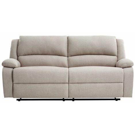 Loungitude – Canapé relax manuel 3 places – 2 assises XXL – Tissu beige – Inclinaison jusqu'à 170° – Confort optimal pour détente et lecture