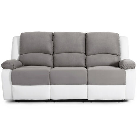 Loungitude – Canapé relaxation 3 places en simili cuir et microfibre – Inclinaison jusqu'à 170° – Design contemporain – Dimensions 193x93x96cm