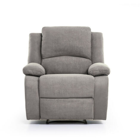 Loungitude – Fauteuil relax 1 place microfibre grise – Inclinaison 170° – Repose-pieds relevable – Dimensions 88x93x96 cm – Confort optimal pour détente