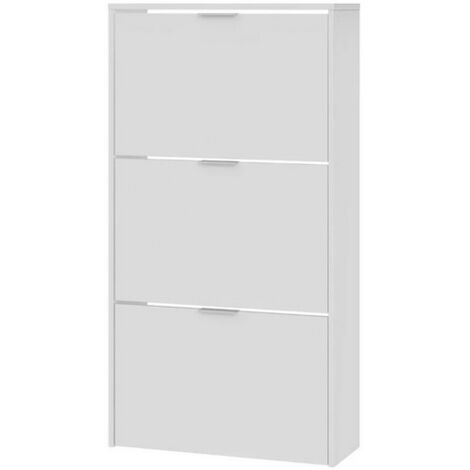 Loungitude – Meuble à chaussures blanc brillant 60x22x113 cm – Capacité 18 paires – Panneaux mélaminés E1 – Design moderne pour entrée et couloir - 22x60x113h