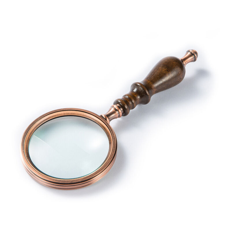 Ensoleille - Loupe 10 x en cuivre antique avec poignée en bois et verre véritable, meilleure loupe de lecture pour personnes âgées, dégénérescence