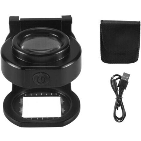 Loupe 25× con 6 lampade, connessione USB, piegabile in tre parti, portatile, in metallo, per cucito