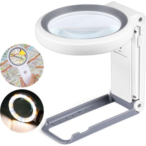 Loupe 30X 10X avec lumière et support, 18 LED Illumi