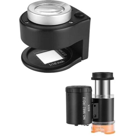 Loupe 30X et mini microscope 60X, loupe de bureau portable en métal, loupe pliante pour couture
