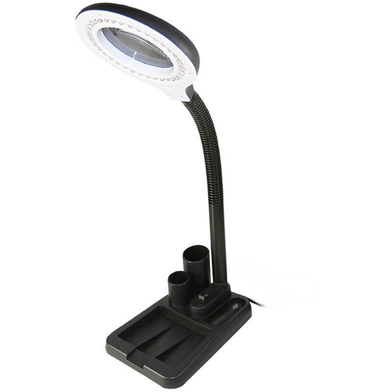 Loupe 5X / 10X, Avec Design De Stockage De Gadget, Lampe De Bureau, Ac220V 6W 40 Led