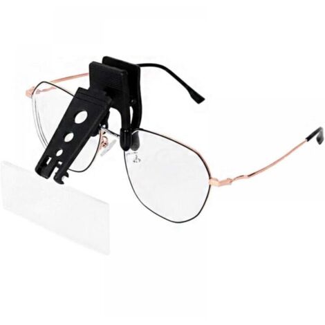 Loupe à clipser pour lunettes avec 3 lentilles interchangeables, clipsable et rabattable mains libres 1,5 x 2,5 x 3,5 x pour la lecture, la couture, les loisirs, la carte