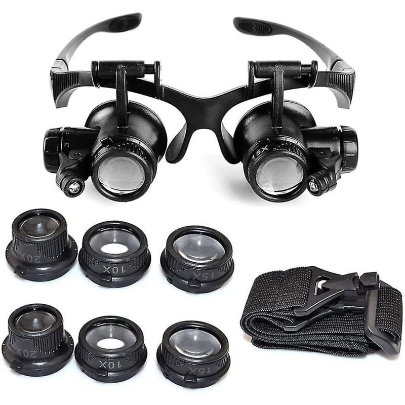 Loupe à led réglable avec grossissement 10x, 15x, 20x, 25x pour bijoutiers et horlogers