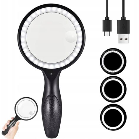 LOUPE À MAIN 33 LED, 3 MODES, CONVIENT À LA LECTURE DES PERSONNES ÂGÉES
