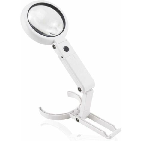 Loupe à main avec lumière LED, loupe de lecture, loupe de bureau avec support pliable pour lecture, inspection, soudage, processus, réparation, Ø75 mm