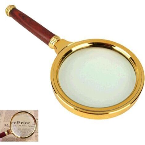 Loupe à Main HD 10 X en Bois,Loupe de Poche avec Manche en Bois,Grossissement Poignée de Loupe,Loupe de Poche avec Poignée en Bois,Loupe Main Les Âgés Lecture Livres Journaux Cartes Loisirs Sculpture
