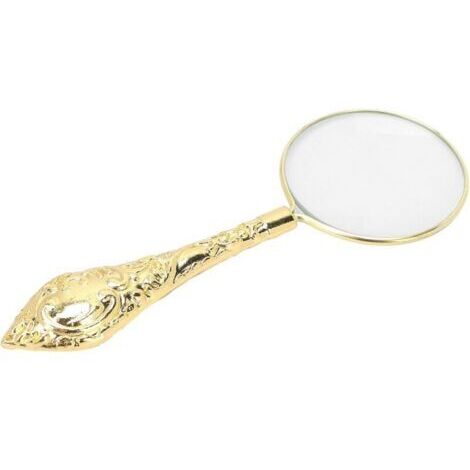 Loupe à Poignée en Métal Vintage, Loupe de 45 Mm, Loupe de Lecture Portable, Décoration de Bureau - Grossissement 5X, Or