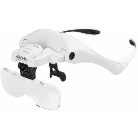 Loupe bandeau éclairée à LED 5 lentilles détachables 1.0-3.5X Loupes interchangeables Loupes 2 niveaux de luminosité PCB Montre Bijoux Gros plan Outil grossissant (Type 2)