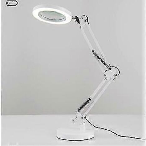 Loupe blanche grossissante 10x avec éclairage et 3 modes de couleur, 10 niveaux de luminosité réglables, lampe loupe de table