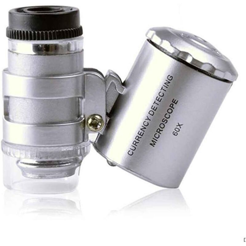 Loupe éclairante 60X loupe poche mini microscope de poche loupe UV détecteur de monnaie bijoutier loupe avec la lumière LED-RAPANDA