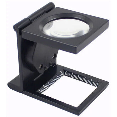 Loupe compte-fils pliante avec monture en métal peinte en noir