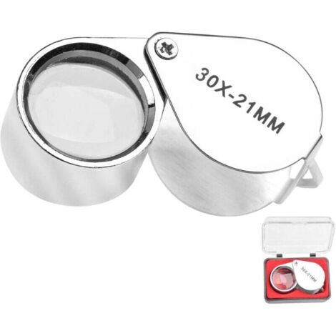 Loupe de bijouterie 30x, avec étui, idéale pour la lecture, les livres, les journaux, l'observation des insectes, les loisirs, etc. (Grossissement 30x)