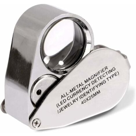 SEVENGIRL Loupe de bijoutier 40x loupe pliante pour bijoux avec lumière LED éclairée (détection de devise LED/jewlers identifiant le type Lupe)