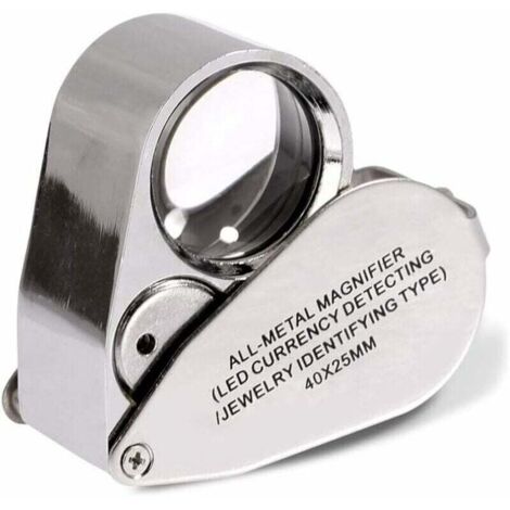 Loupe de bijoutier 40x loupe pliante pour bijoux avec lumière LED éclairée (détection de devise LED/jewlers identifiant le type Lupe)