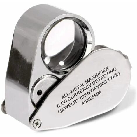 Loupe de bijoutier 40x loupe pliante pour les yeux de bijoux avec lumi��re LED ��clair��e (d��tection de devise par LED / bijoutiers identifiant le type Lupe)