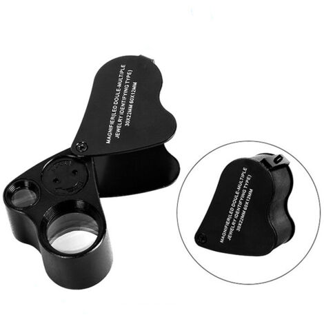 Loupe de bijoutier avec lentille 30X et 60X, loupe LED 2x L