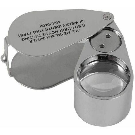 Loupe De Bijoutier, Grossissement 40X, En Métal, Loupe Pliante Avec Lumière Led Et Uv, Loupe Pour Diamants, Bijoutiers, Pièces De Monnaie, Timbres (Reconnaissance De Monnaie / Identification De Bijoux