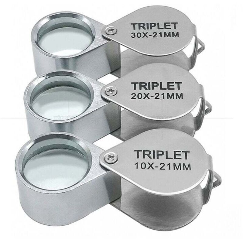 Loupe de bijoutier - Loupe de poche 10x/20x/30x - Loupe de bijoutier - Avec étui - Pour la science, la lecture de livres, les journaux, les insectes,