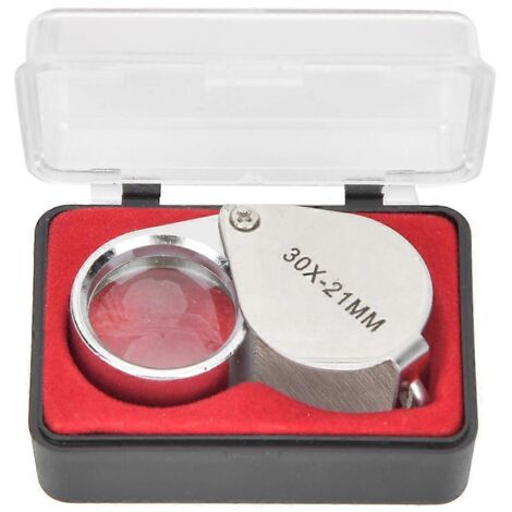 Loupe de bijoutier portable miniature en verre (2024) pour identifier les bijoux, les timbres, les pièces de monnaie, les antiquités et l'argenterie.