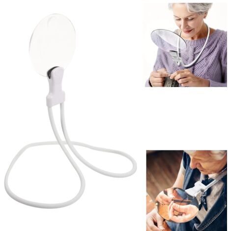 LOUPE DE COU MAINS LIBRES FLEXIBLE RÉGLABLE 5X BRODERIE BLANCHE