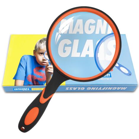 Loupe de Lecture 100 mm – Loupe à Main Haute Définition avec Poignée Antidérapante, Lentille en Verre HD Anti-Rayures – Idéale pour Seniors & Enfants, Lecture, Sciences, Insectes et Loisirs