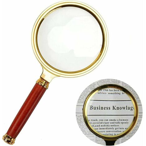 Loupe de lecture 10x - Diamètre 80 mm - Loupe de lecture pour personnes âgées - Loupe en métal pour lire des livres, des journaux, des cartes, des insectes, des mots croisés, des gravures, des bijoux