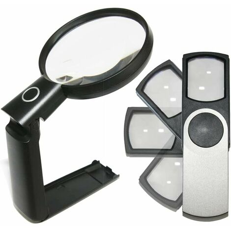 Loupe de Lecture 2/4x, Petite loupe de Lecture 3X avec lumière LED loupe de Lecture Lumineuse pour la Lecture, loupe Mains Libres Cadeau