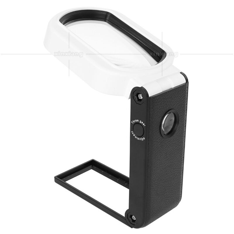 Linghhang - Loupe de Lecture 25 x 10 x Loupe Grossissante éclairée Loupe de Poche Pliable 7 led Loupe de Lecture sur Pied Loupe Lumineuse