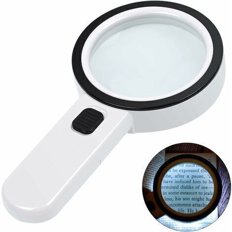 Loupe de Lecture éclairée , Loupe 30X avec 12 LED Lumière, Loupe Grossissante à main, Loupe Eclairante pour Lecture, Bijoux