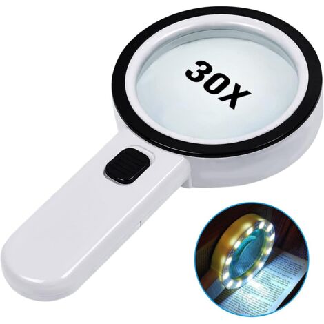 loupe De Lecture, Loupe 30x Avec 12 Led Lumire - Loupe De Lecture Lumineuse Pour Personnes Ges - Pour La Lecture, Les Pices De Monnaie, Les Timbre