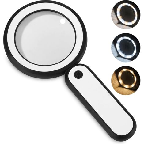 Loupe de Lecture, Loupe 30X avec 21 LED Lumière, 3 Modes D'éclairage Rechargeable par USB Loupe Eclairante Loupe Electronique Loupe Lumineuse pour Lecture, Bijoux, Seniors, Malvoyant