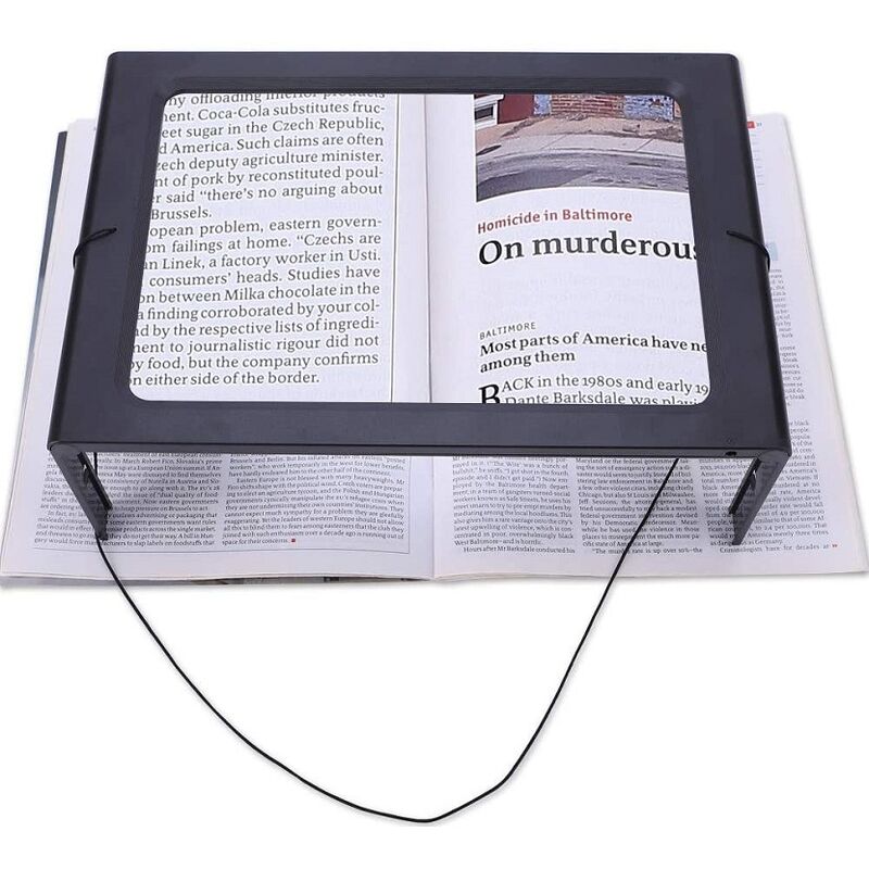 Loupe de lecture loupe de lecture, 12led rectangulaire éclairé loupe avec support de lampe loupe pour livres, malvoyants, personnes âgées, couture,