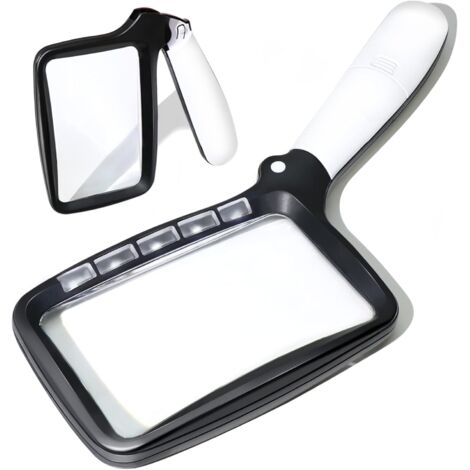 Loupe de Lecture Lumineuse, 3X Grand Loupes Eclairante avec 5 Lumières à LED