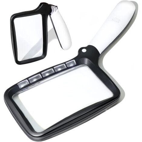 Loupe de Lecture Lumineuse, 3X Grand Loupes Eclairante avec 5 Lumières à LED Portable Idéale pour Les Seniors, Les Enfants, Les Loisirs, l'artisanat, Les Horlogers