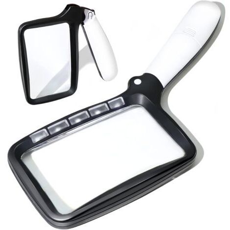 Loupe de Lecture Lumineuse, 3X Grand Loupes Eclairante avec 5 Lumières à LED Portable Idéale pour Les Seniors, Les Enfants, Les Loisirs, l'artisanat, Les Horlogers